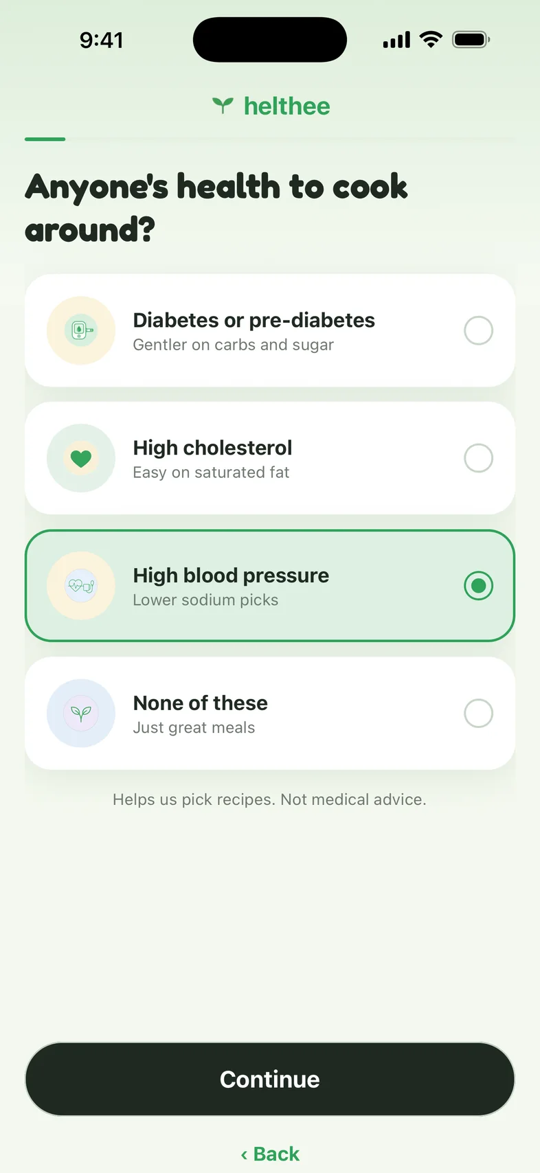 Choosing a health condition to cook around